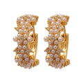 Pearl Cluster Textured Round Huggie Hoop Earrings Statement Pair view 5