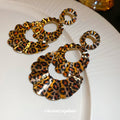 Layered Leopard Pattern Oval Drop Earrings Statement Jewelry Design view 3