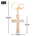 Rhinestone Cross Keychain Gold Ring Three Color Borders view 3