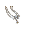 Double Strand Pearl Necklace Crystal Teardrop Pendant view 5