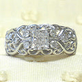 White Gold Tone Filigree Clear Rectangle CZ Ring Sizes 6-10 view 3