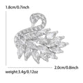 Small Crystal Swan Brooch in Gold and Silver Tones view 6