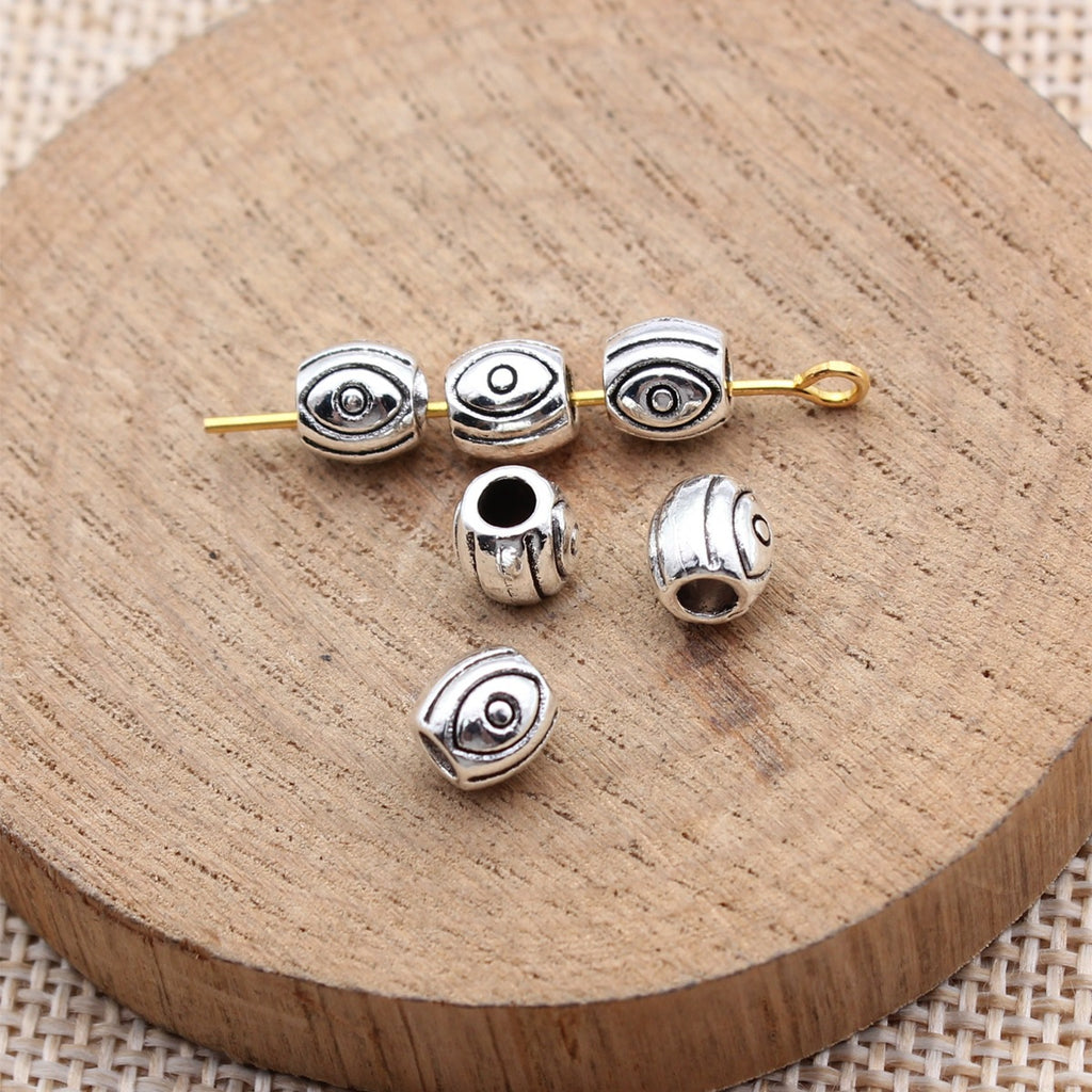 6x6x6mm 0.64g Antique Silver Zinc Alloy Eye Small Hole Loose Metal Beads for DIY Jewelry Making