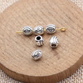 Engraved Eye Cube Bead in Antique Silver Tone Finish view 2