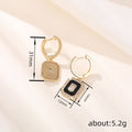 Gold Tone Black Rectangle Crystal Huggie Drop Earrings view 4