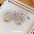 Pastel Beaded Fountain Tassel Statement Stud Earrings view 3