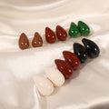 Color Enamel Teardrop Stud Earrings Copper Gold Post view 4
