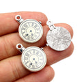 Vintage Clock Face Round Charms in Mixed Metal Finishes view 4