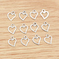 Small Open Heart Charms in Two Antique Metal Finishes view 7