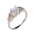 Two Tone Silver Rose Gold Princess Cut Clear Stone Ring Sizes 6-10 view 5