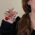 Smoky Clear Spiral Coil Hair Ties With Silver Or Brown Round Bead view 4
