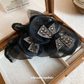 Black Layered Organza Bow Hair Claw With Crystal Triangle Details view 4