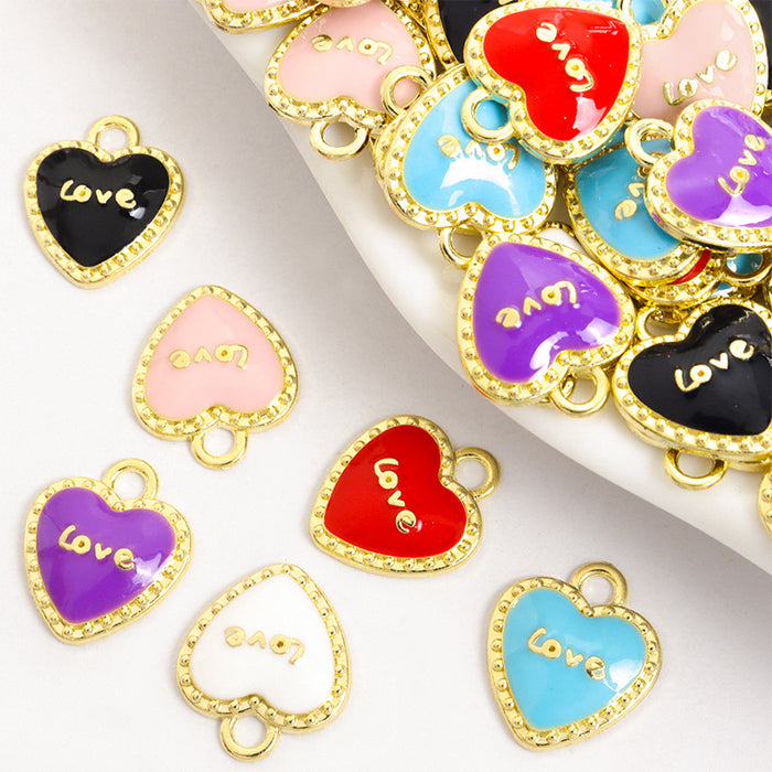Enamel-Look Heart Alloy Charms in 6 Styles for Jewelry Crafts