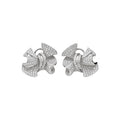 Silver Tone Crystal Crinkle Bow Statement Stud Earrings view 5