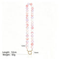 Marbled 12mm Round Bead Necklace With Gold Tone Ring Clasp view 7