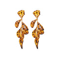 Leopard Print Petal Statement Drop Earrings in Warm Brown Tones view 5