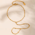 Gold Stainless Steel Beaded Hand Finger Chain Bracelet Adjustable view 2