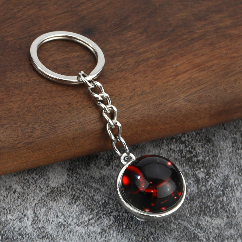 Luminous Zodiac Glass Cabochon Metal Keychain for Bag Charm Gifts