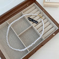 White Round Pearl Bead Necklaces Multiple Sizes Irregular Style view 2
