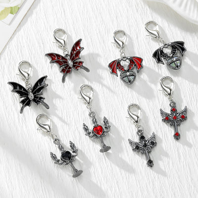 Main product view of gothic Bat, Butterfly, Cross and Candelabra Lobster-Clasp Charms