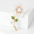 Translucent Flower Stem Brooch in Soft Pink or White view 4