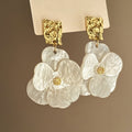 Translucent Flower Gold Square Statement Drop Earrings view 6