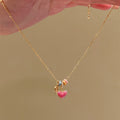 Pink Enamel Heart Pendant Necklace Decorative Jewelry Design view 2