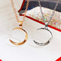 Open Crescent Pendant Necklace in Gold and Silver Tone Options view 1