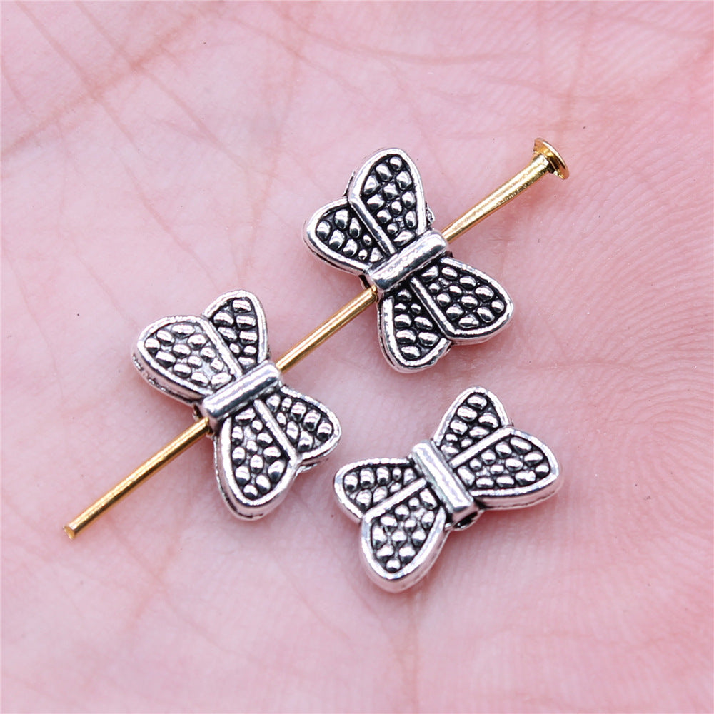 11x7mm 0.57g Antique Silver Zinc Alloy Butterfly Loose Metal Beads for DIY Bracelet Jewelry Making