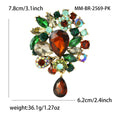 Rhinestone Cluster Teardrop Pendant Brooch Five Color Pin view 6