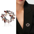 Round Crystal Leaf Wreath Brooch in Blue or Multicolor view 2