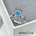 Blue Round Crystal Twist Band Ring in Silver Tone Polished Metal Jewelry view 4