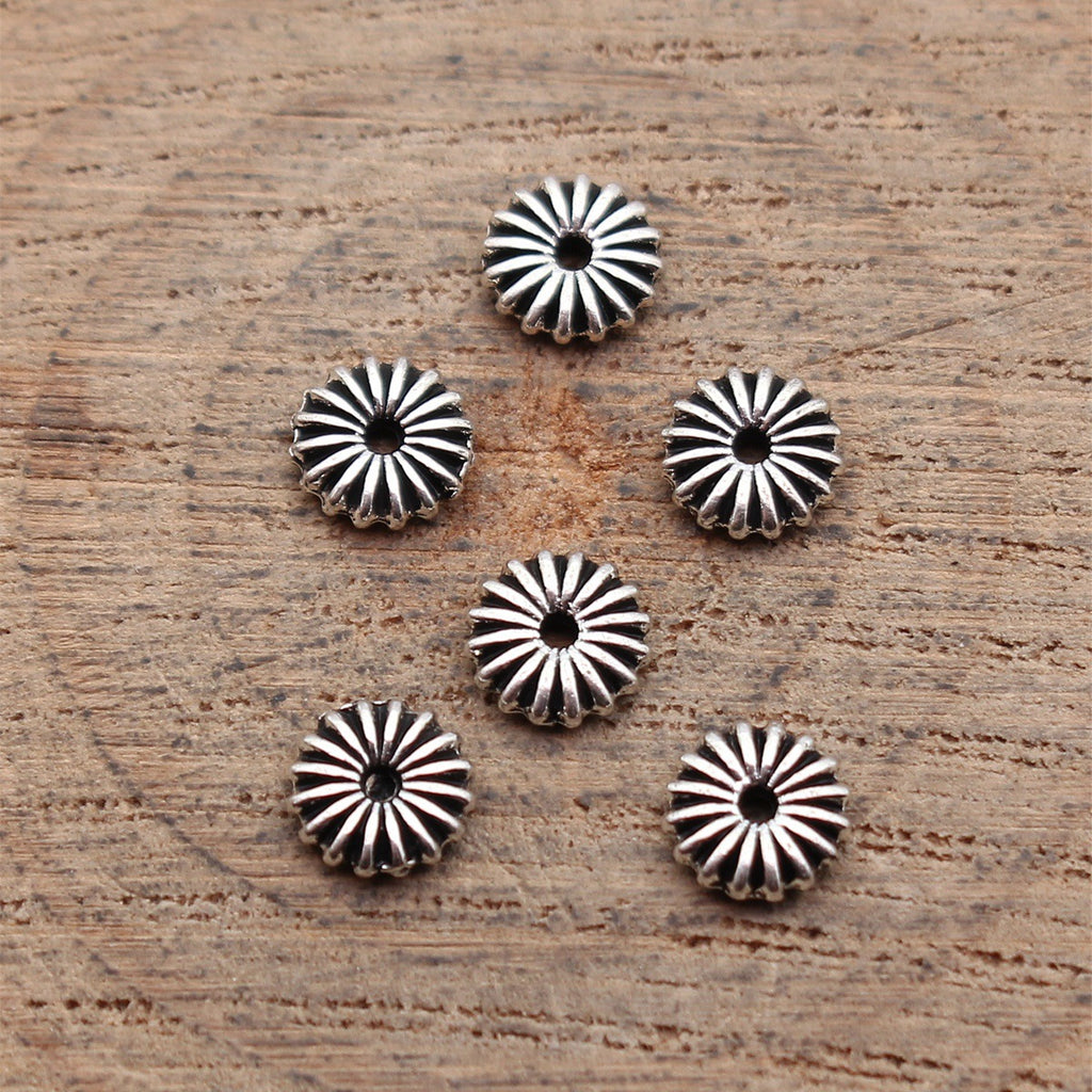 6x6x1.6mm/7.8x7.8x2mm Multicolor Zinc Alloy Radial Texture Spacer Beads for Bracelet Necklace DIY Jewelry Making