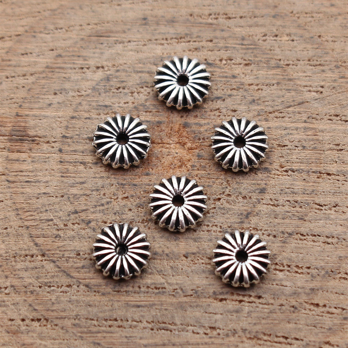 6x6x1.6mm/7.8x7.8x2mm Multicolor Zinc Alloy Radial Texture Spacer Beads for Bracelet Necklace DIY Jewelry Making