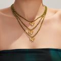 Olive Green Bead Necklace With Gold Bee Pendant Enamel view 2