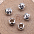 Ornate Barrel Large Hole Bead in Antique Silver Finish view 2