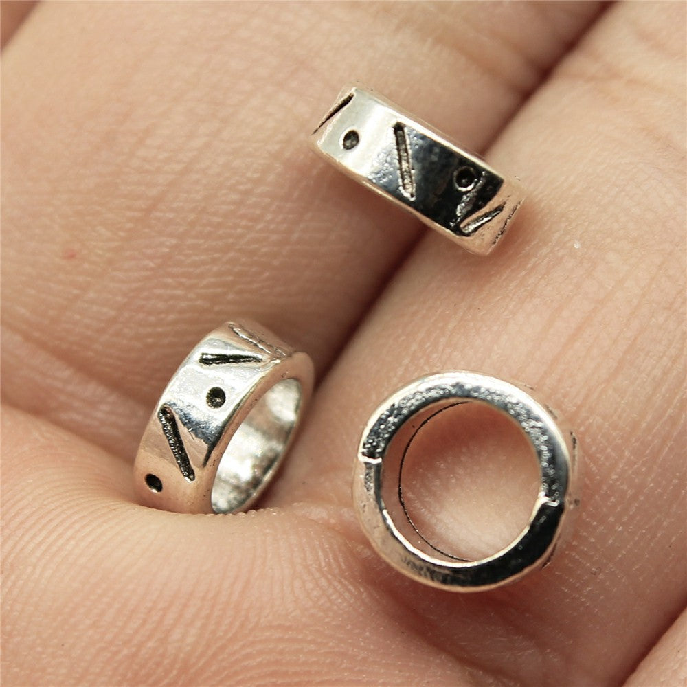 8x8x3mm 0.5g Multicolor Zinc Alloy Round Large Hole Spacer Beads for Bracelet Necklace Making