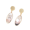 Three Design Gold Tone Geometric Resin Pressed Flower Drop Stud Earrings view 5