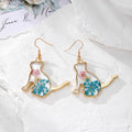Gold Cat Silhouette Dried Flower Resin Dangle Earrings 4 Styles view 4