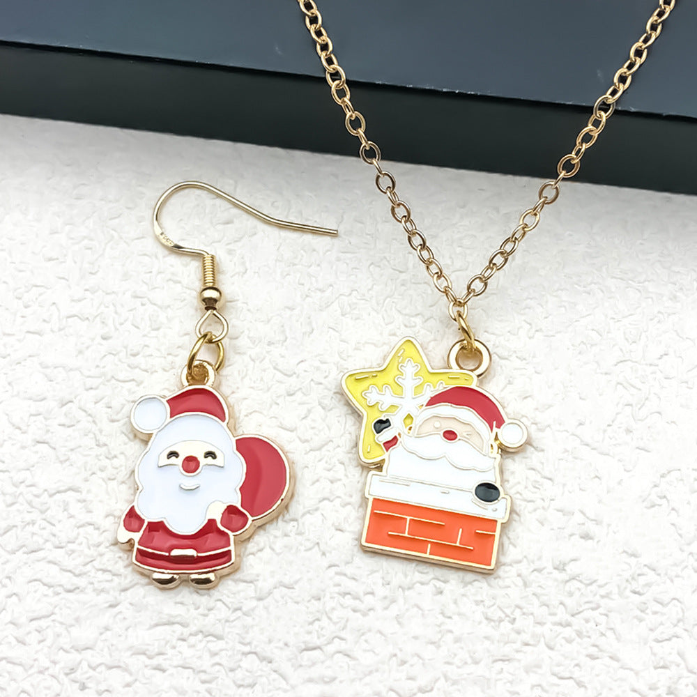 Christmas Enamel Zinc Alloy Santa Snowman Bell Elk Charm Pendant for DIY Bracelet Making