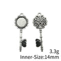 Ornate Key Shaped Round Cabochon Tray Metal Pendants view 5