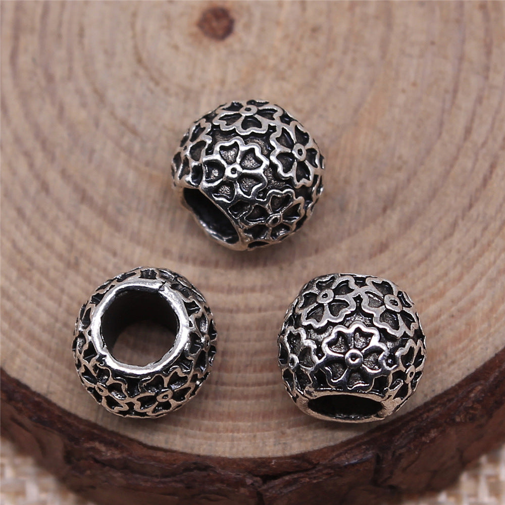 10x8mm 2g Antique Silver Zinc Alloy Large Hole Spacer Beads for DIY Bracelet Necklace Making