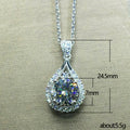White Gold Teardrop Halo Pendant Necklace Clear Zircon view 5