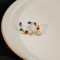 Gold Multicolor Teardrop Gem Ear Climber Stud Earrings view 4