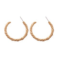 Gold Tone Textured Rope Hoop Stud Earrings Fashion Jewelry view 5
