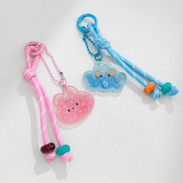Glitter-Filled Animal Charm Keychain with Crystal Ball Design