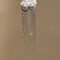 Gold Tone Leaf Threader Earrings and Silver Chain Drops view 7