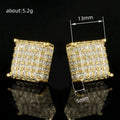 Square Pavé Crystal Stud Earrings In Two Colors Polished Metal Jewelry view 5