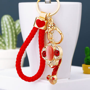 Jeweled Ruyi Scepter Keychains in Red, Yellow and Purple