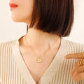 Square Butterfly White Shell Pendant Necklace Gold or Steel view 4